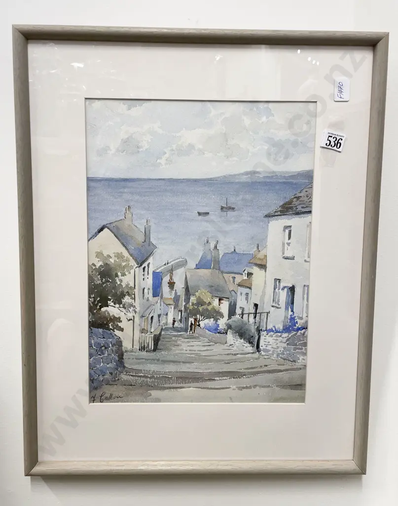 Indistinctly Signed - Seaside Townscape - W/C Image 1++