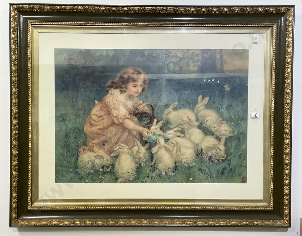 Large Ornately Framed Hares Print Image 1++