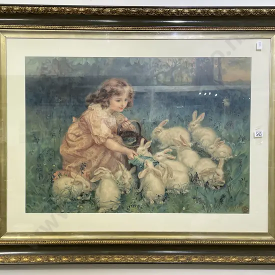 Large Ornately Framed Hares Print