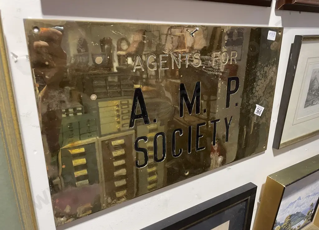 Brass Plaque Agents for A.M.P. Society Image 1++