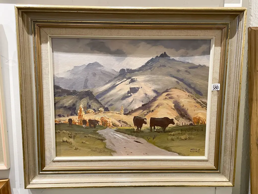 Leslie A. Campbell - Cadrona Pastures - Oil on Board Image 1++