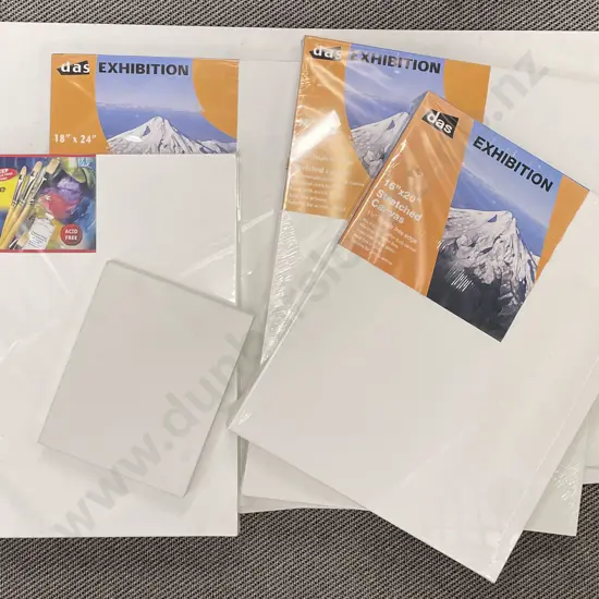 Five Assorted As New Canvases together with Two Artist Boards