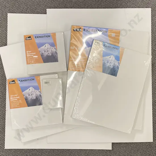 Five Assorted As New Canvases together with Three Artist Boards