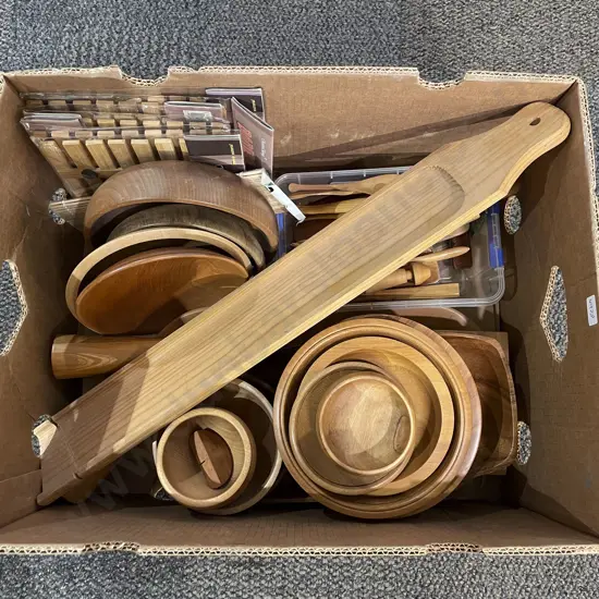 Box of Assorted Wood Ware