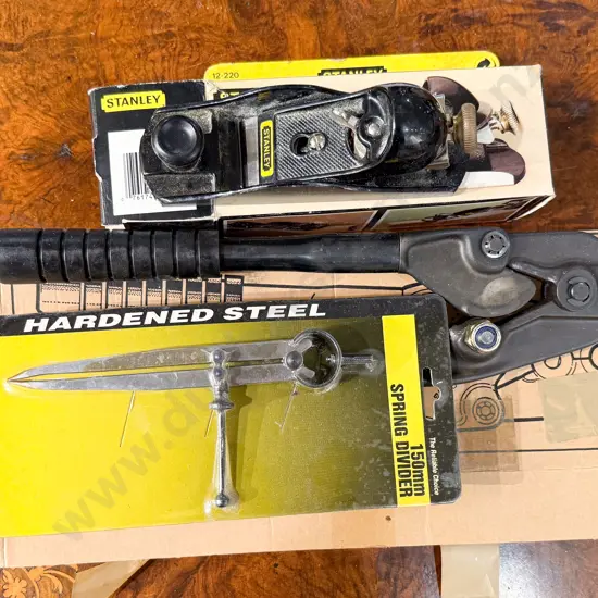 Boxed Modern Stanley Block Plane with Boxed Precision Crimping Tool etc