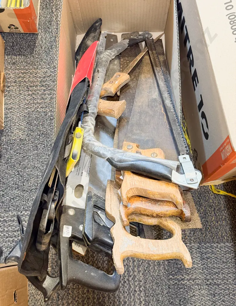 Box of Assorted Saws Etc Image 1++