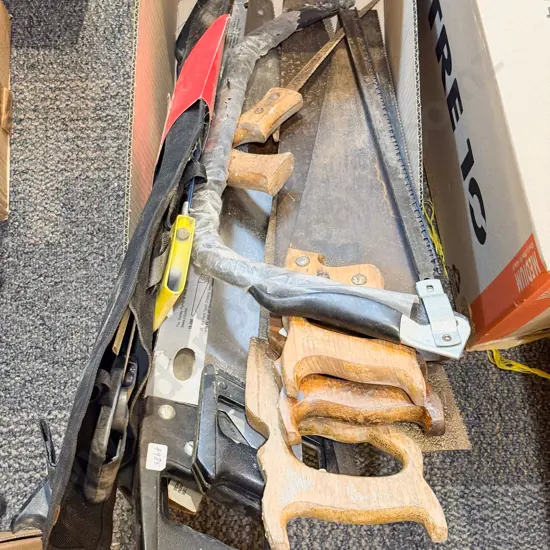 Box of Assorted Saws Etc