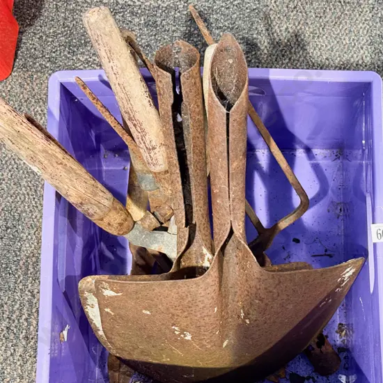 Small Quantity of Assorted Tools Including Two Shovel Heads