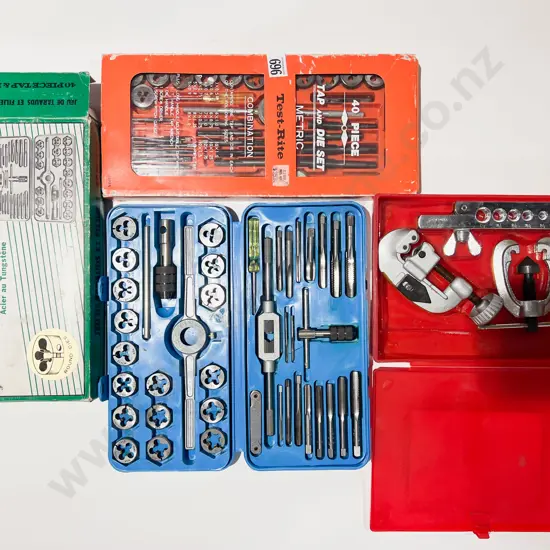 Two Tap & Die Sets together with Tubing Cutter & Flaring Tool