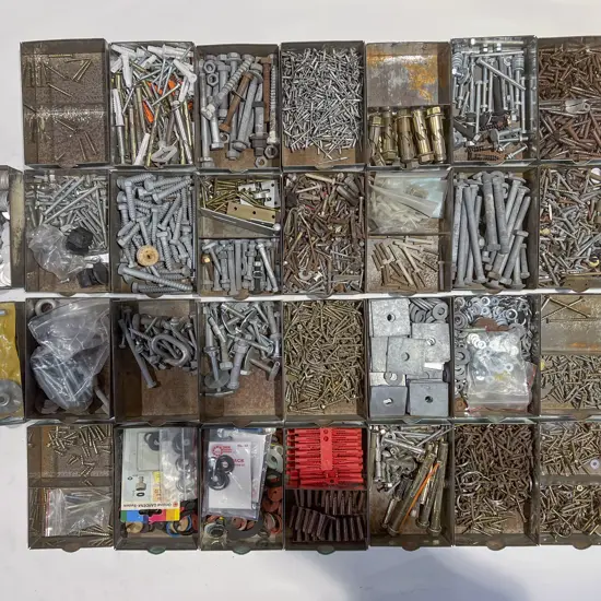 Three Vintage Modular Multi-Drawer Organisers with Assorted Screws & Tool Accessories