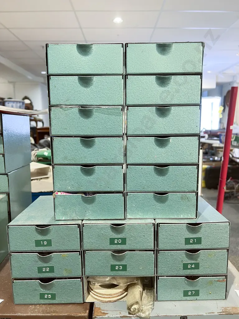 Two Vintage Modular Multi-Drawer Organisers with Assorted Screws & Tool Accessories Image 1++