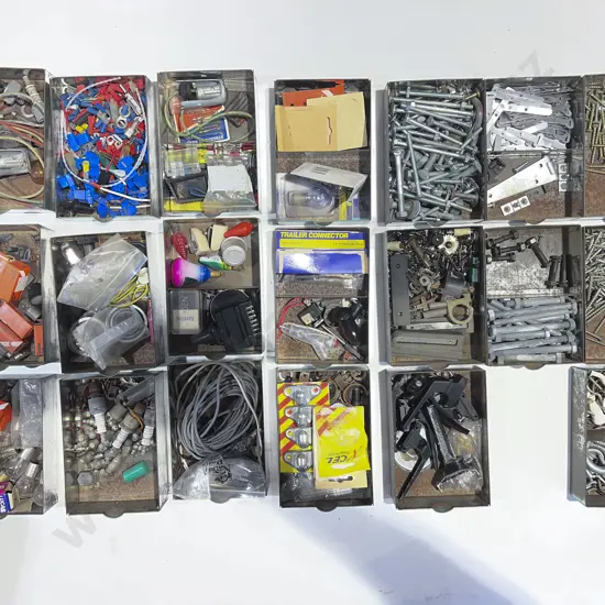 Two Vintage Modular Multi-Drawer Organisers with Assorted Screws & Tool Accessories