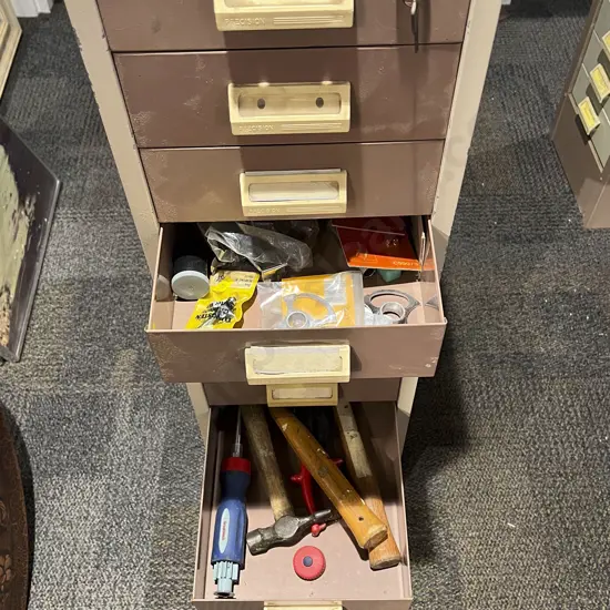 Multi-Drawer Steel Cabinet with Assorted Tools & Accessories