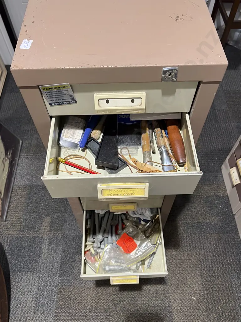 Multi-Drawer Steel Cabinet with Assorted Tools & Accessories Image 1++