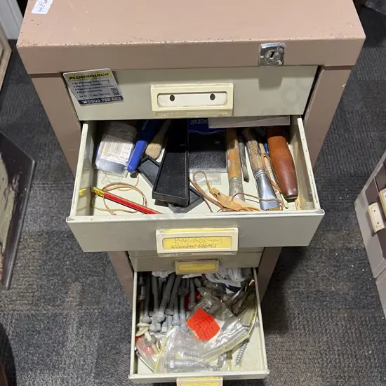 Multi-Drawer Steel Cabinet with Assorted Tools & Accessories