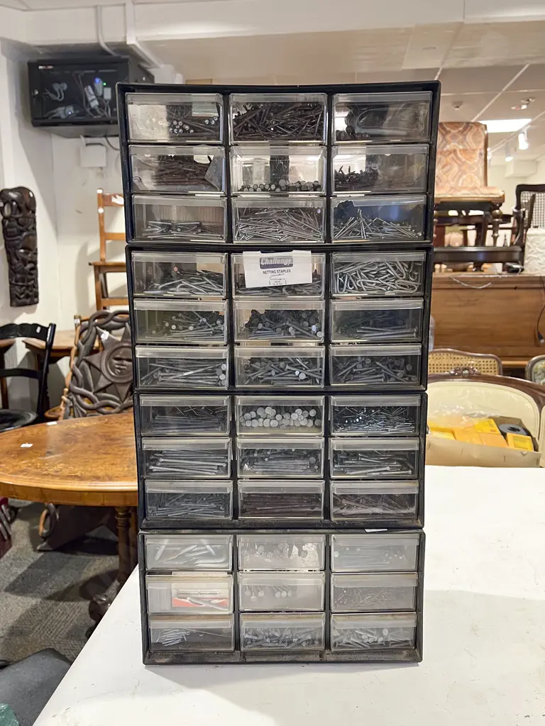 Four Multi-Drawer Organisers with Assorted Nails & Screws Image 1++