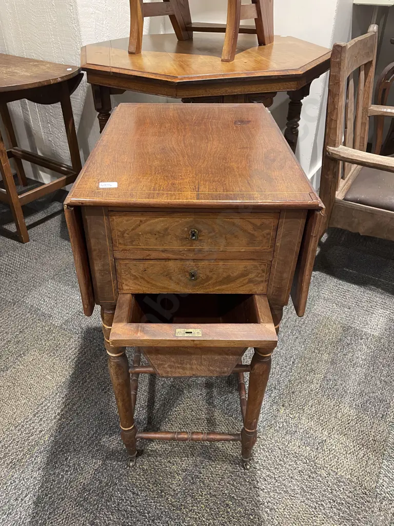 Victorian Mahogany Dropside Sewing Table Image 1++