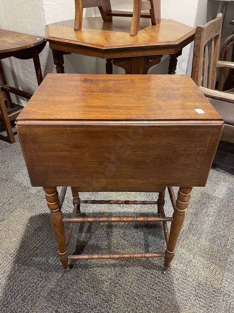 Victorian Mahogany Dropside Sewing Table Image 1++
