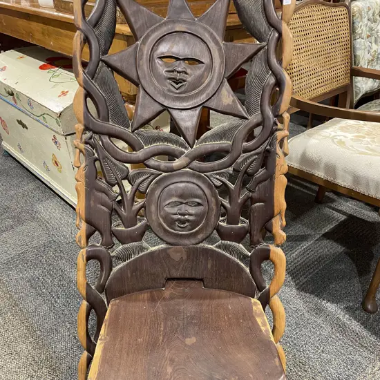 Carved African Highback Chair