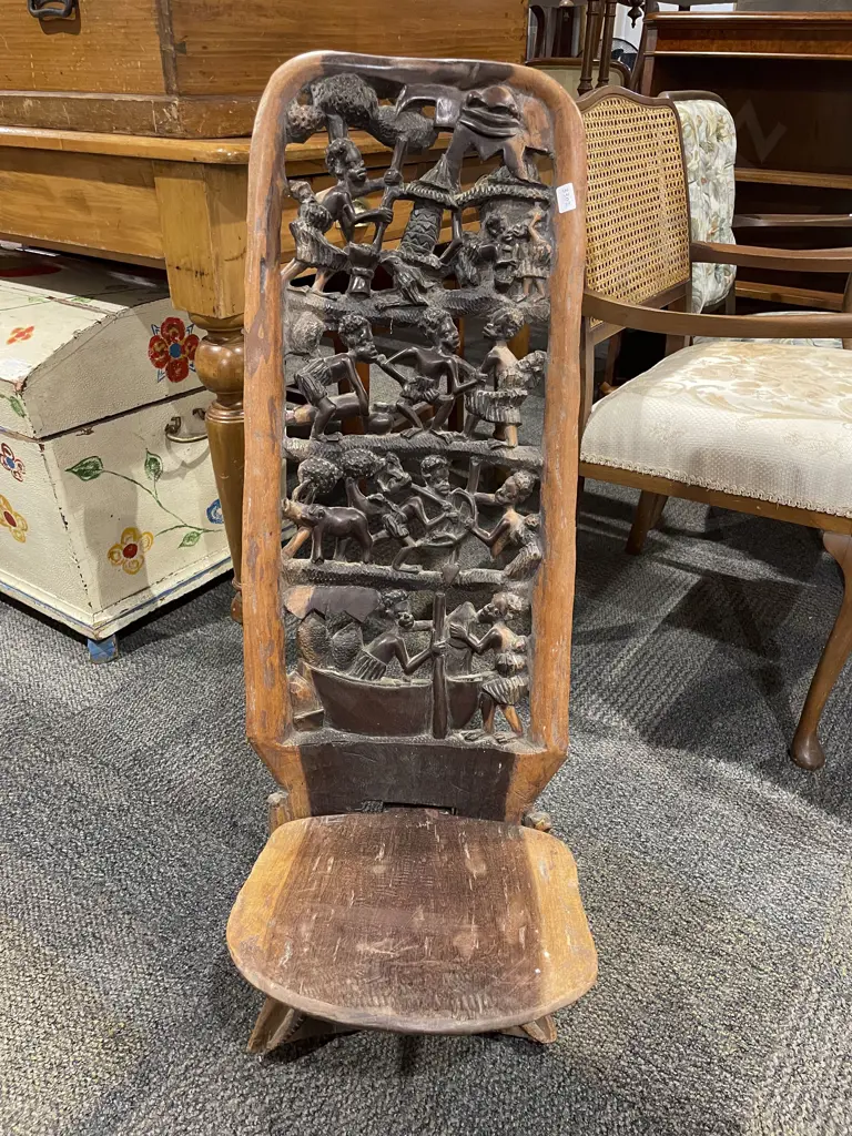Carved African Highback Chair Image 1++