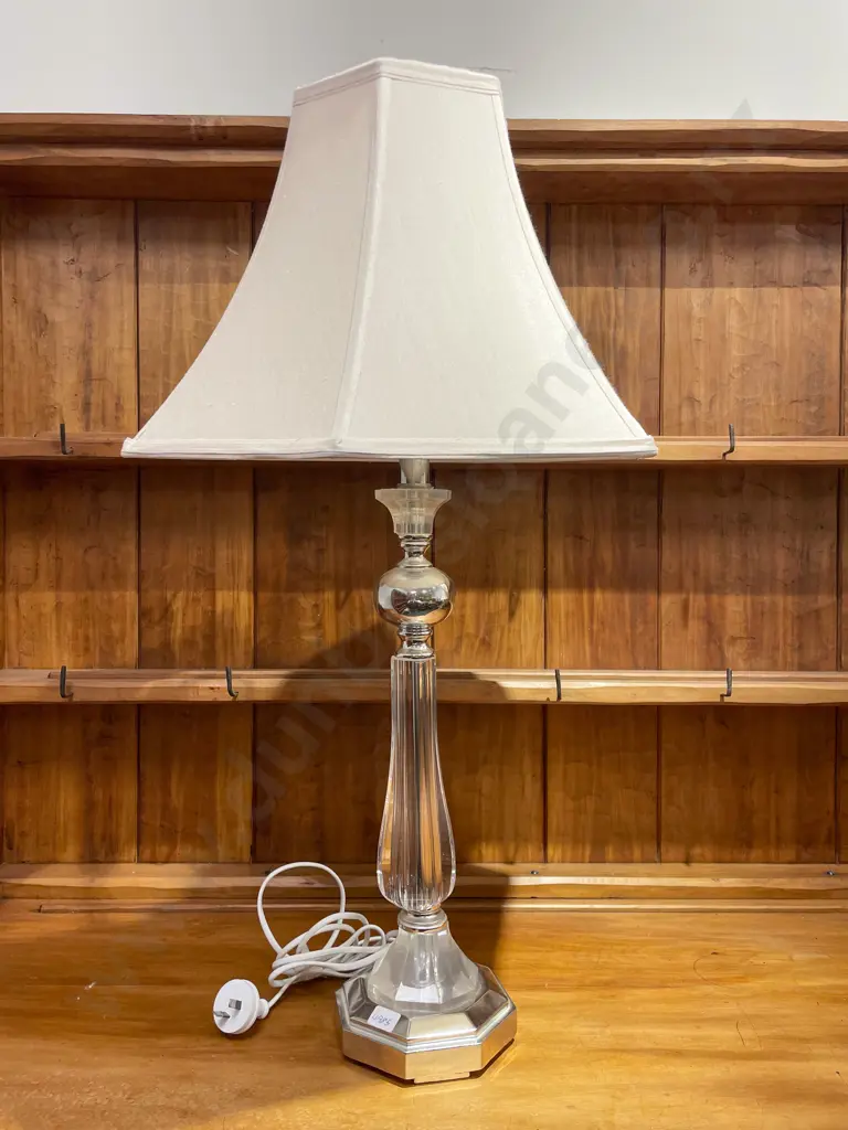 Two Metal & Glass Decorative Table Lamps Image 1++