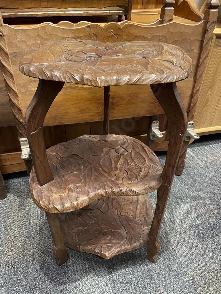 Carved Japanese Three-Tier What Not Image 1++