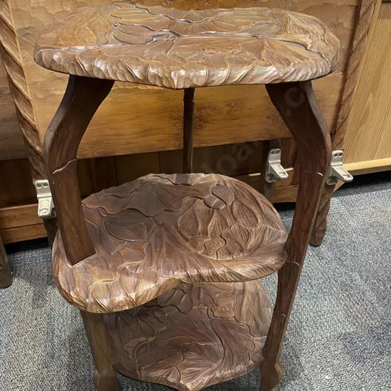 Carved Japanese Three-Tier What Not