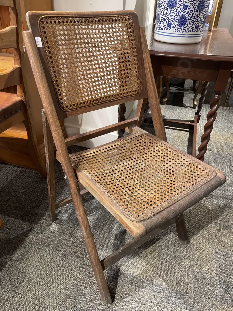 Oak Caned Folding Chair Image 1++