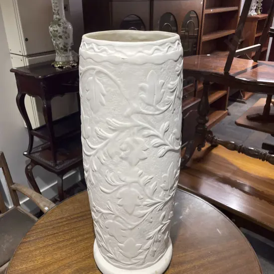 White Painted Floor Vase