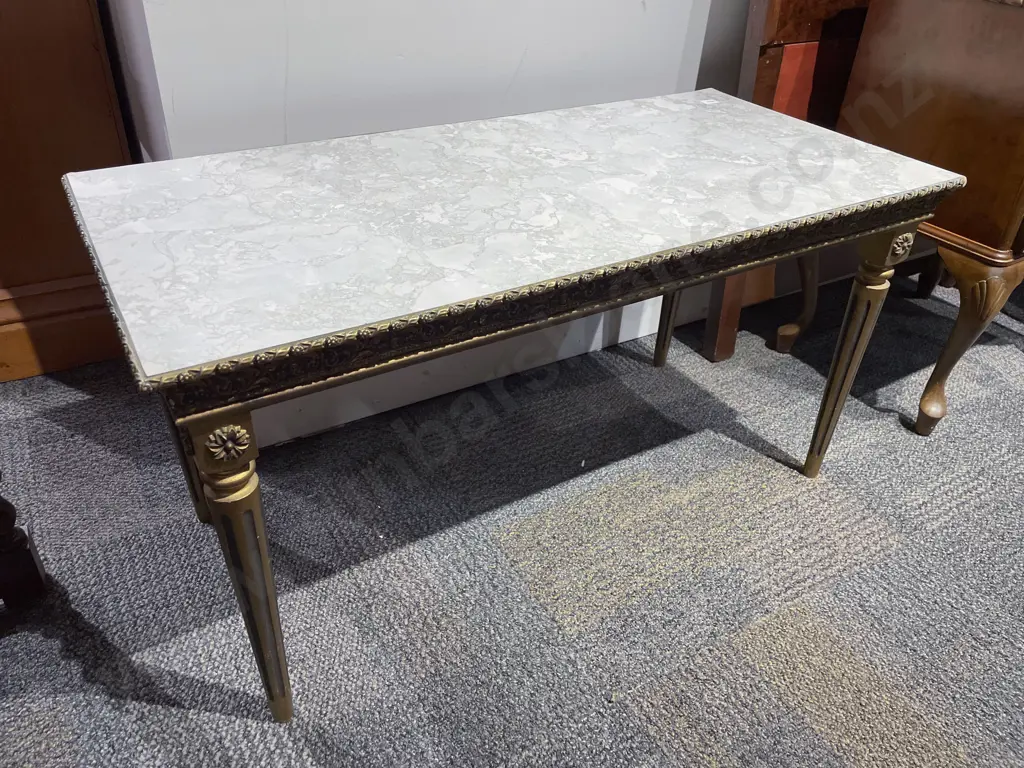 French Style Faux Marble Top Coffee Table Image 1++