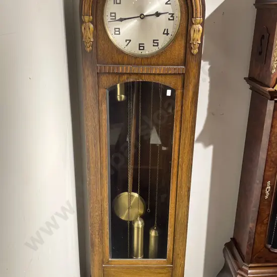 Art Deco Oak Longcase Clock