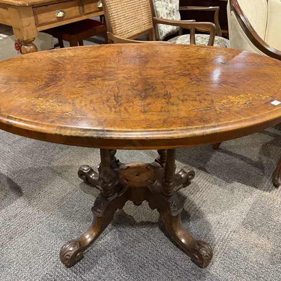 Victorian Burr Walnut & Inlaid Loo Table