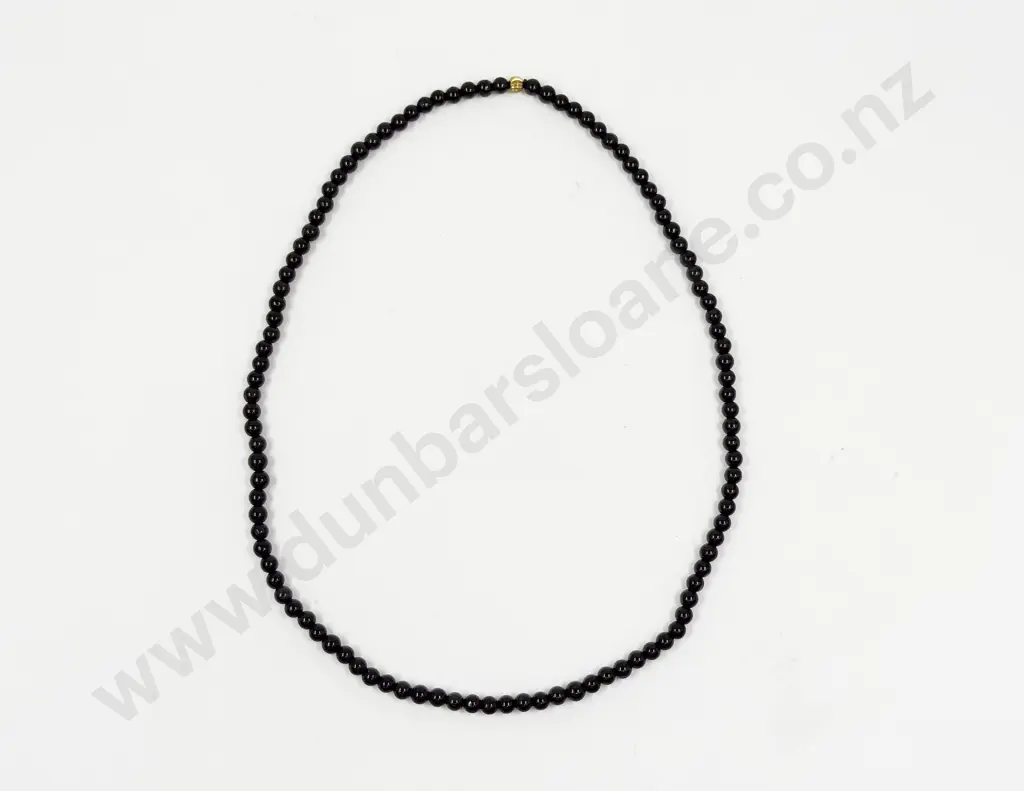 Single Strand Black Jade Bead Necklace Image 1++