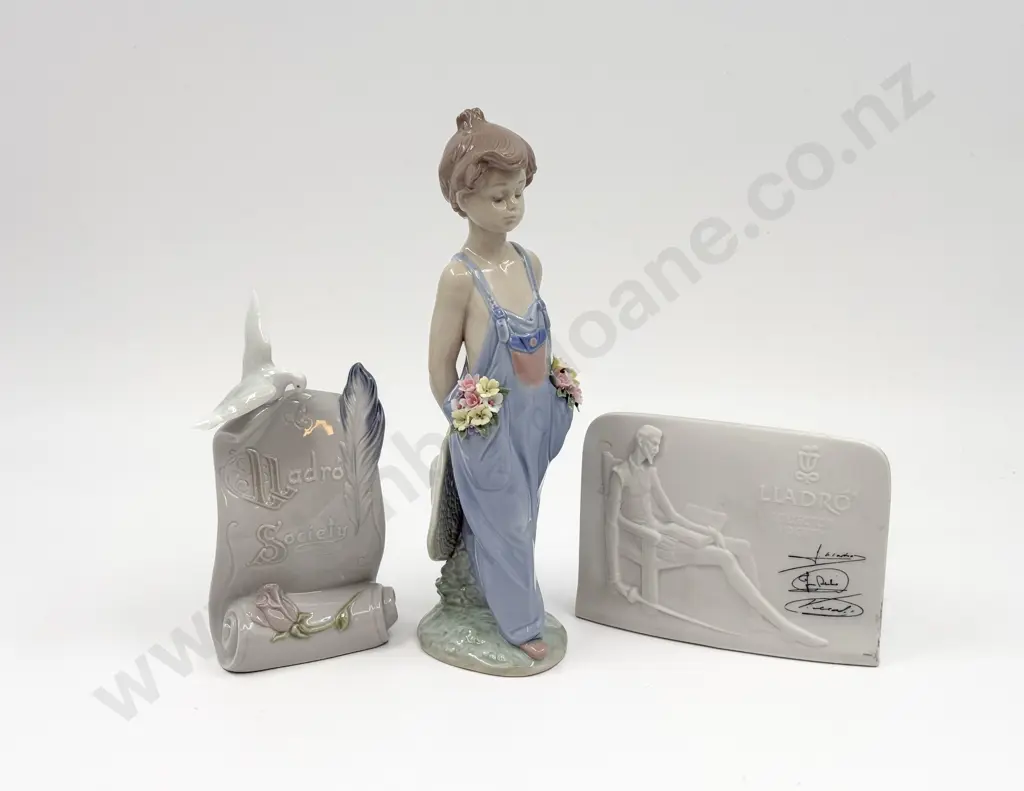 Lladro Figure together with Two Lladro Society Plaques Image 1++