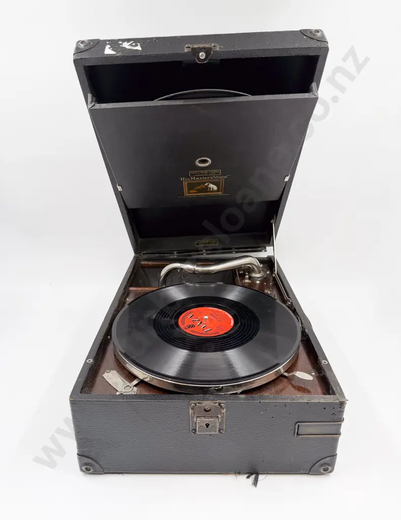 His Masters Voice Table Top Travel Gramophone Image 1++