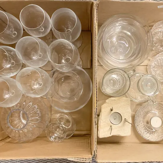 Two Boxes of Assorted Glassware *NOTE PHOTO CHANGE*