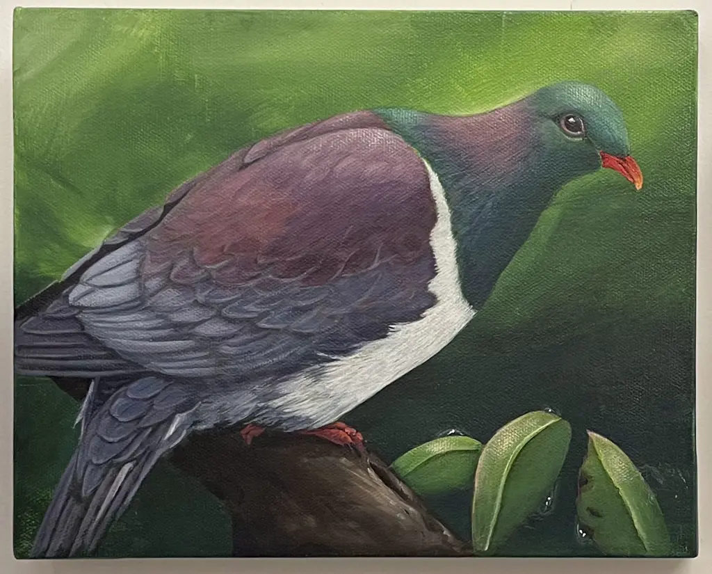 Pair of Oil on Canvas Native Bird Studies Image 1++