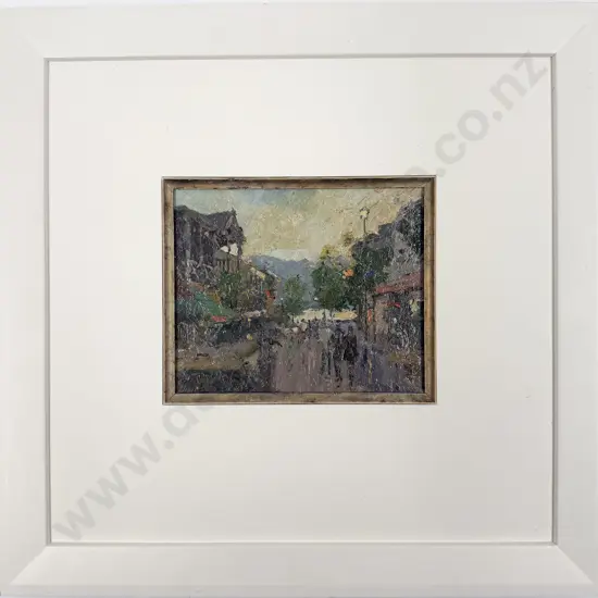 Malcolm Mason - Street Scene - Oil on Board