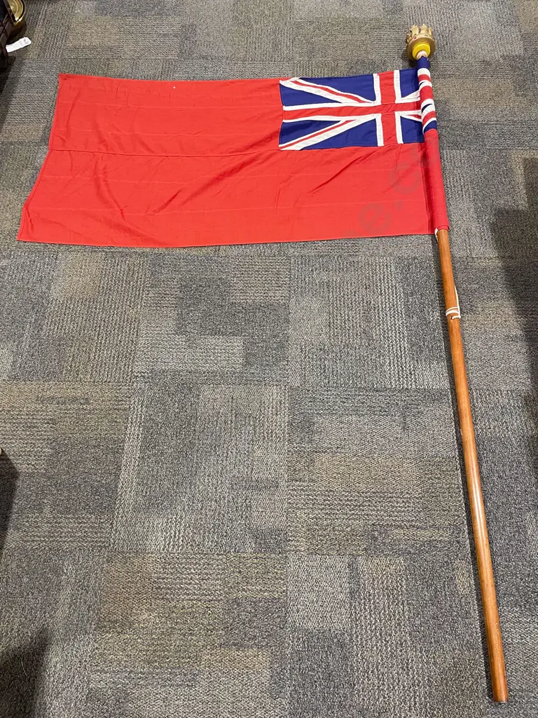 British Red Duster Flag with Decorative Adornment Flag Pole Image 1++