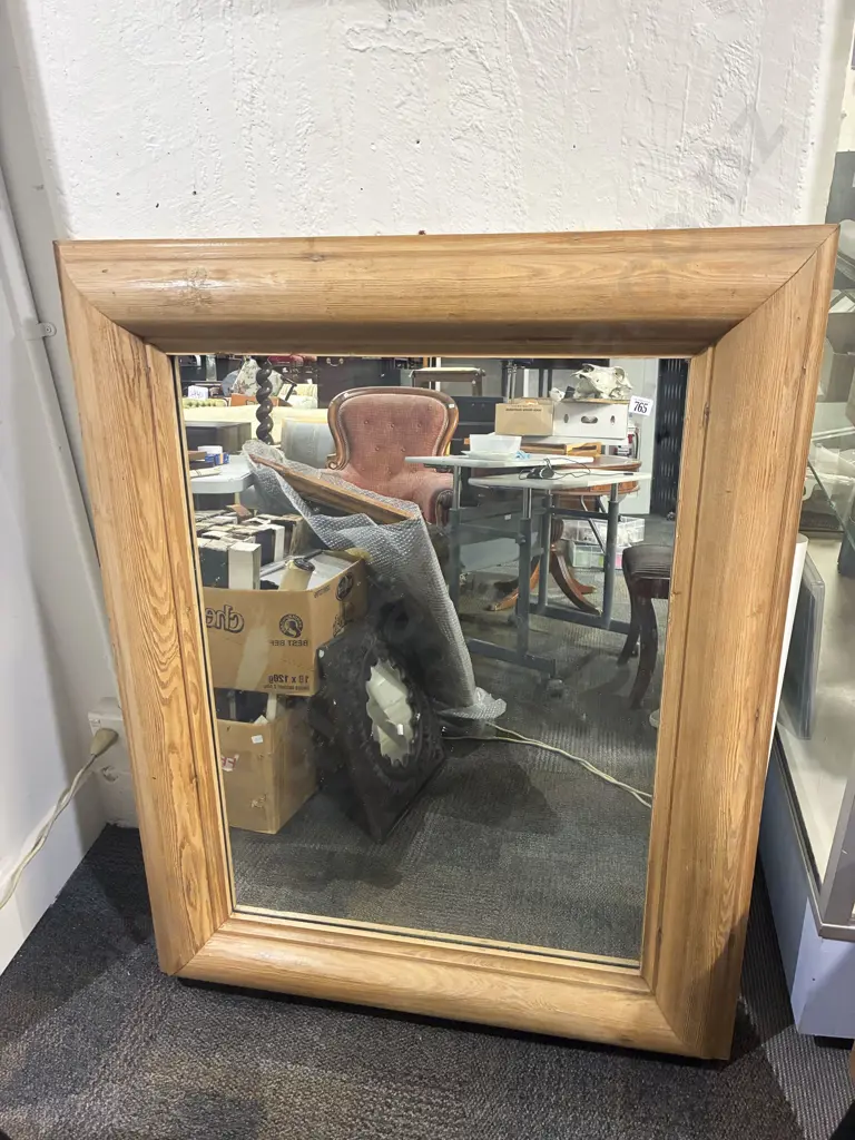 Large Antique Pine Wall Mirror Image 1++