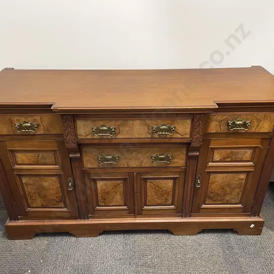 Late Vict. Walnut Breakfront Sideboard (lacking Mirror back)
