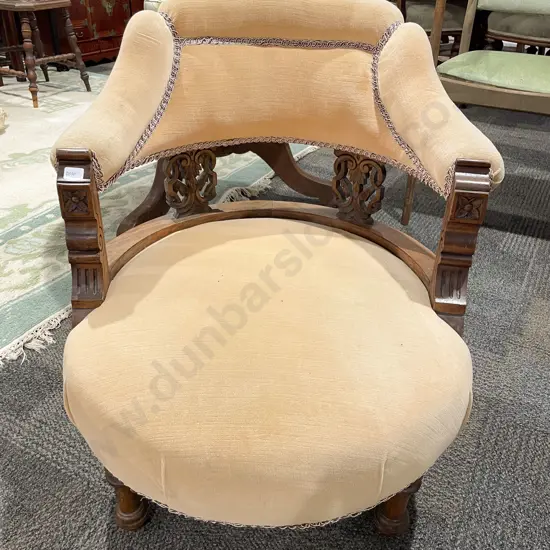 Late Vict. Walnut Tub Arm Chair