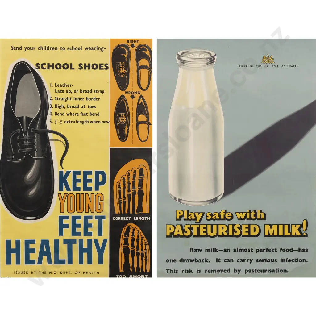 Pair Vintage NZ Department of Health Advertisements Image 1++