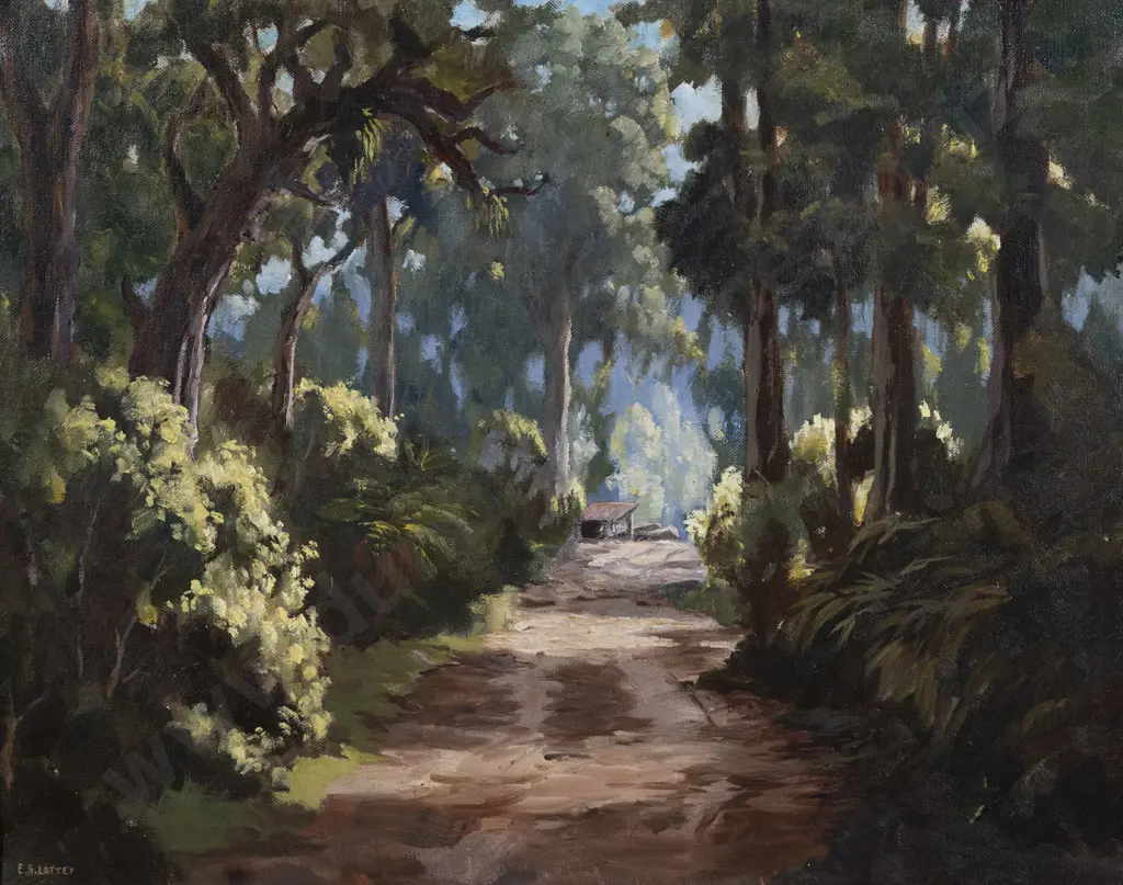 E B Lattey - Forest Scene with Hut Image 1++