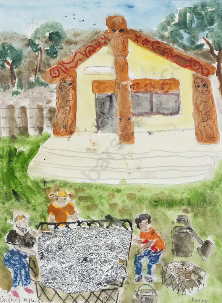 Richard Chrisp - Opening the Hangi - Raikoroa Marae Image 1++