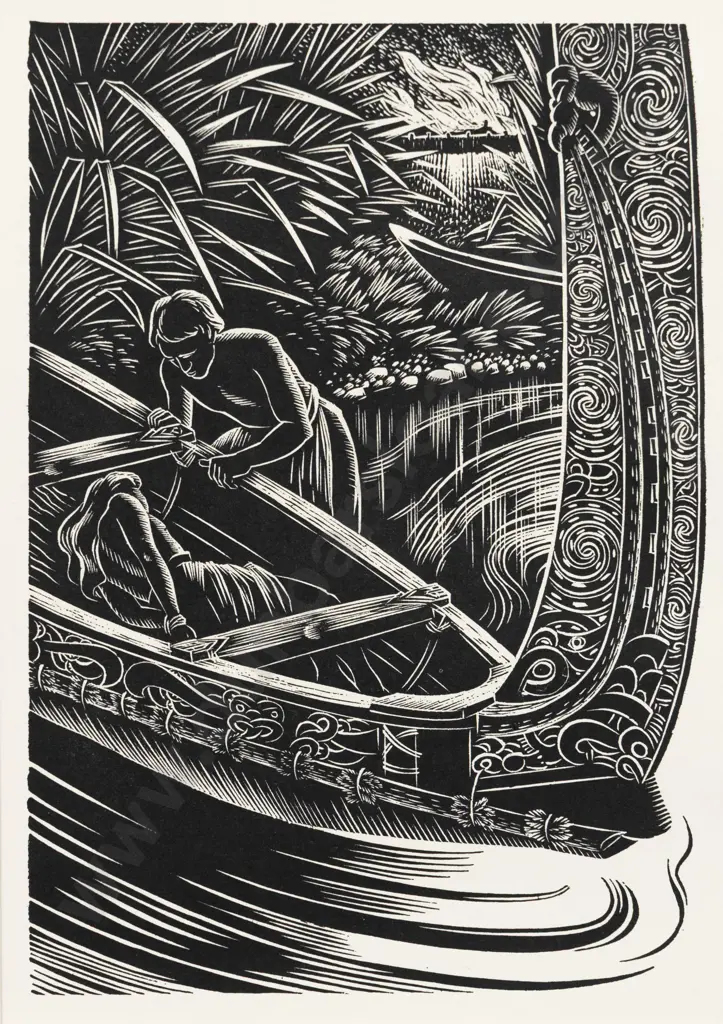 E Mervyn Taylor - War Canoe Image 1++