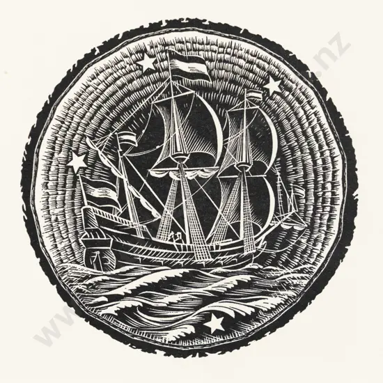 E Mervyn Taylor - Untitled (Ship with Southern Cross)