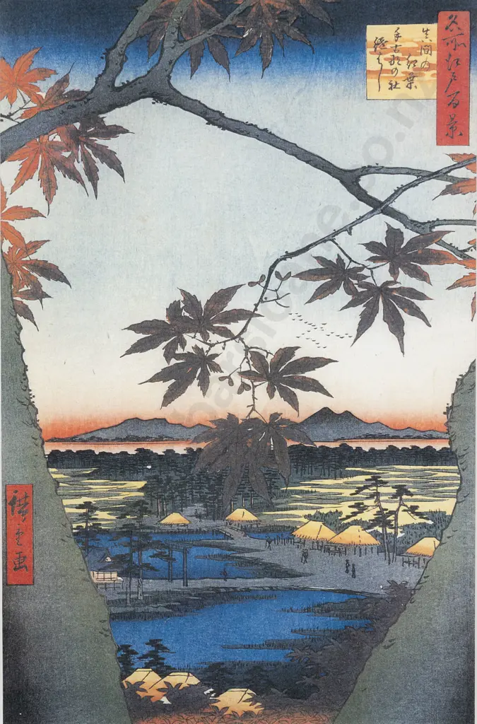 After Utagawa Hiroshige (Japanese) - Maple Trees at Mama - Tekona Shrine Image 1++