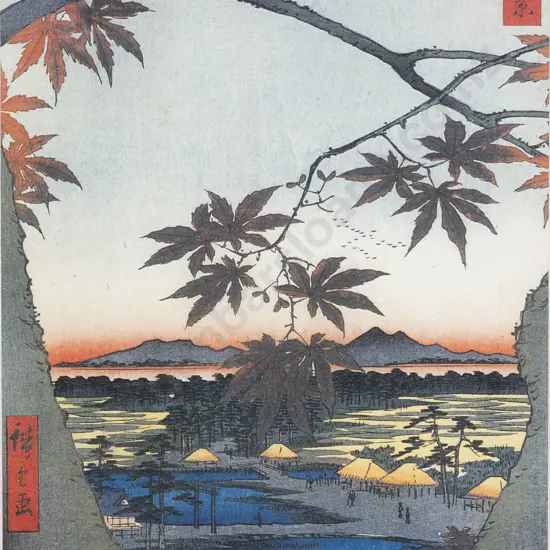 After Utagawa Hiroshige (Japanese) - Maple Trees at Mama - Tekona Shrine
