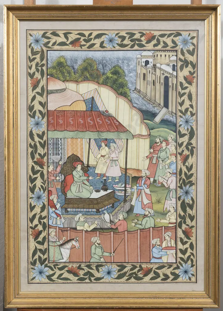 C1960 Mughal Style Painting on Silk Image 1++